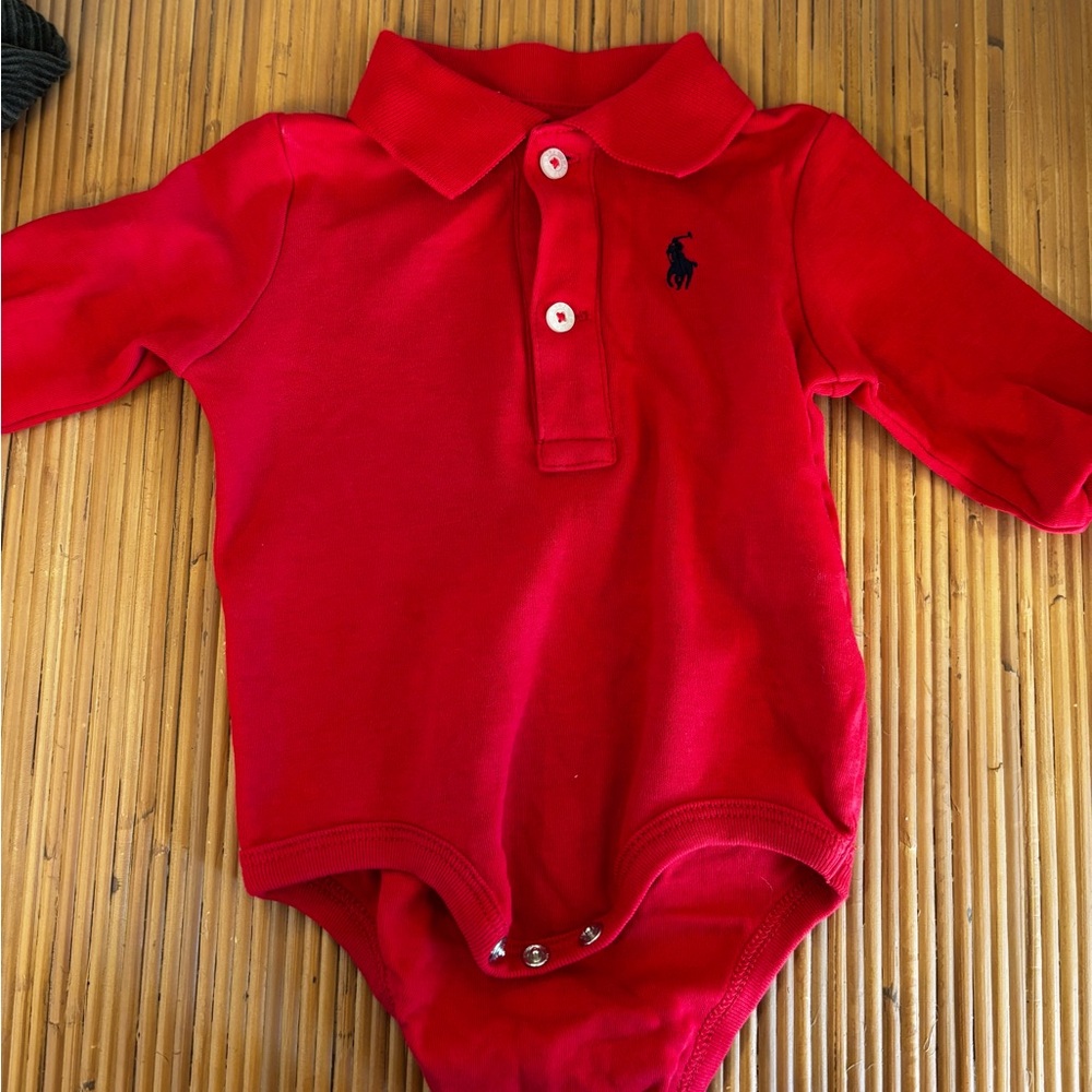 Ralph Lauren Red Baby Polo Bodysuit
